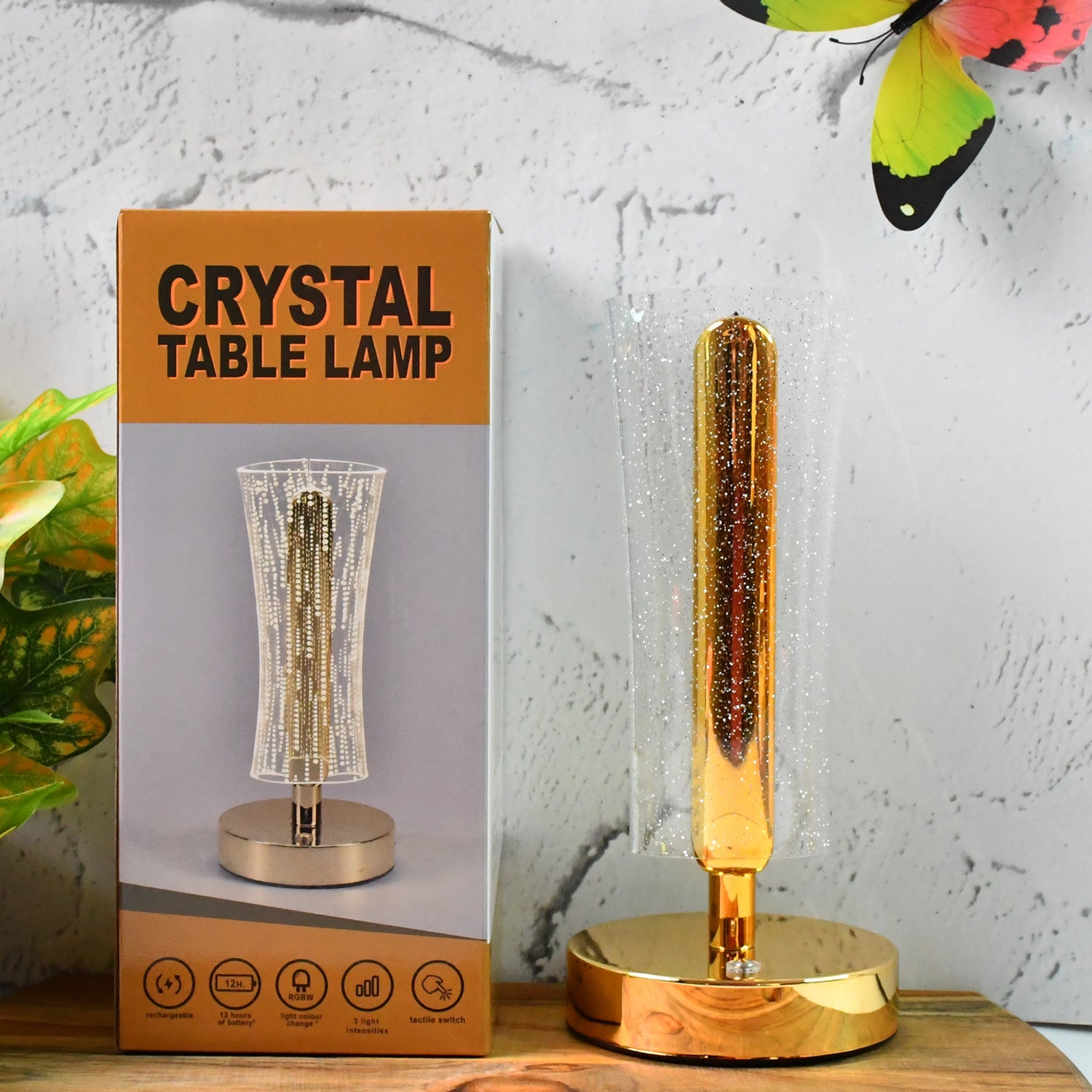 Crystal Table Lamp Sparkle Design Golden Base LED Decorative Bedside Lamp Crystal Table Lamp Sparkle Design Golden Base LED Decorative Bedside Lamp